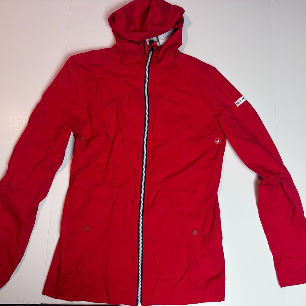 Hunter Target Red Rain Jacket Women’s XS Hooded Waterproof Coat